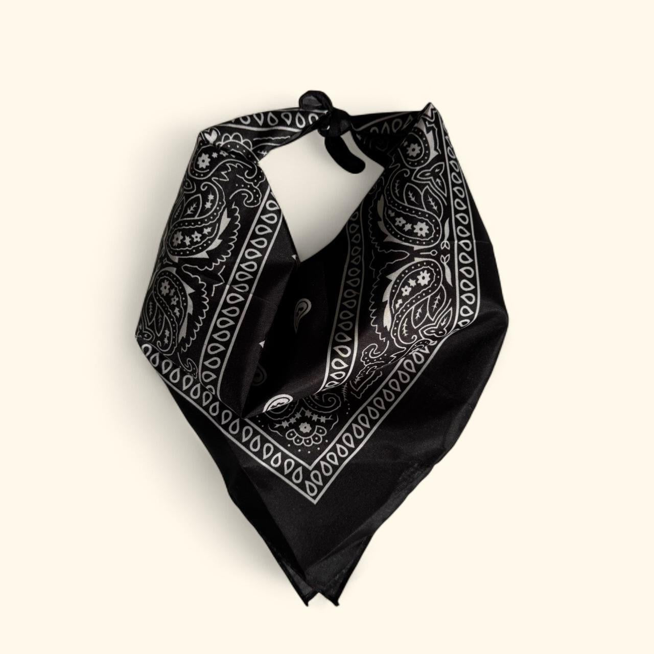 Western paisley bandana scarf in black and white
