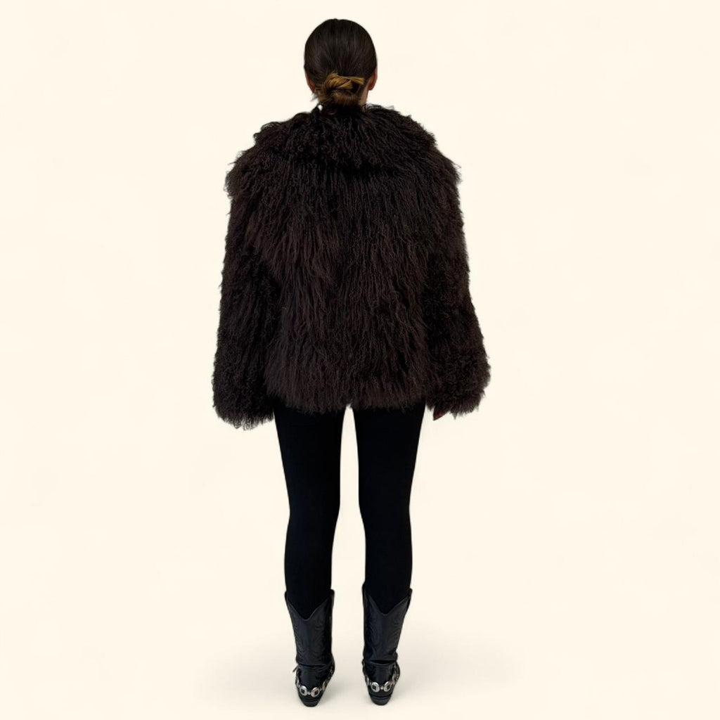 Mongolian Skijor Coat in Chocolate