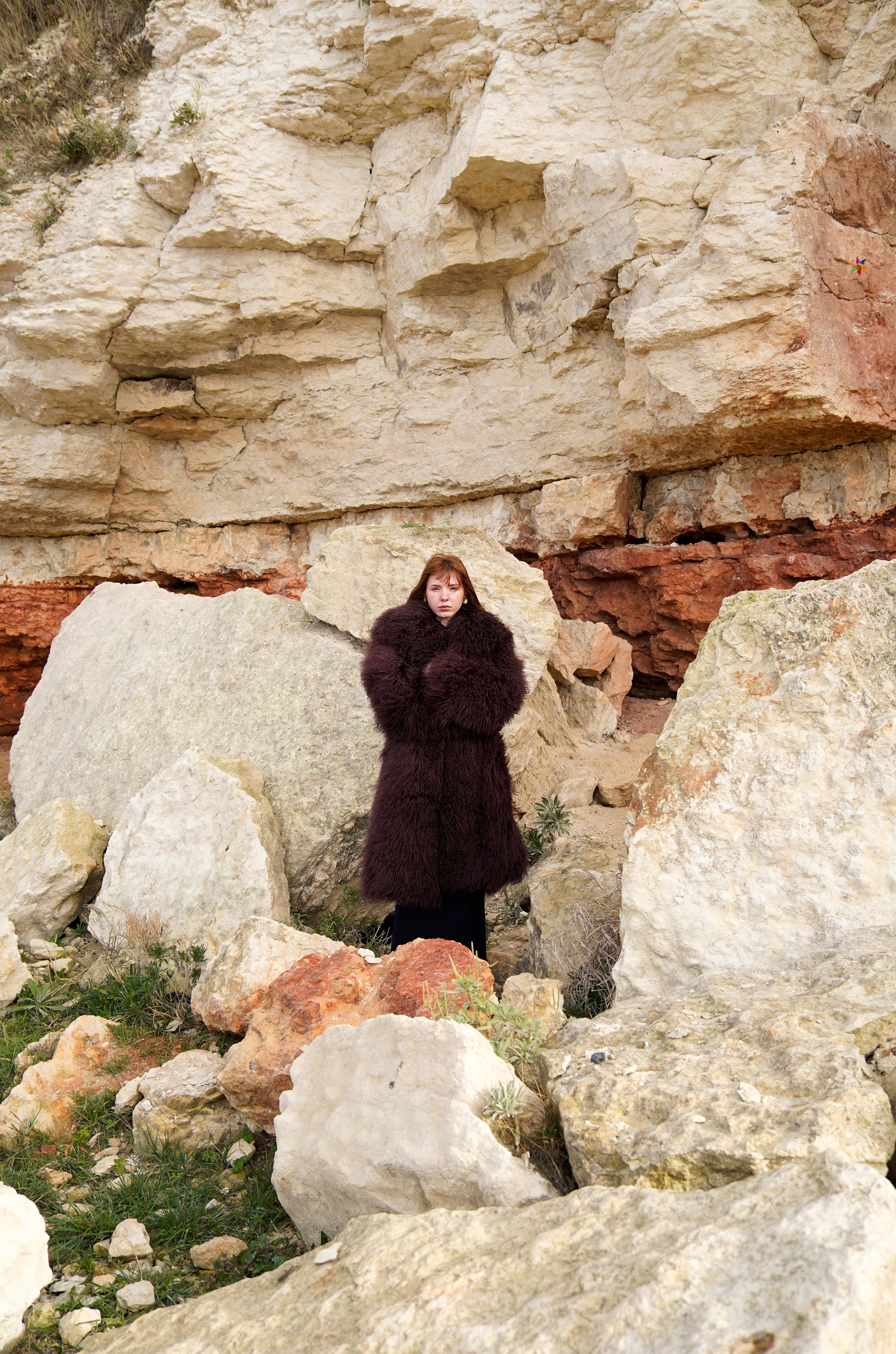 Mongolian Long Skijor Coat in Cherry