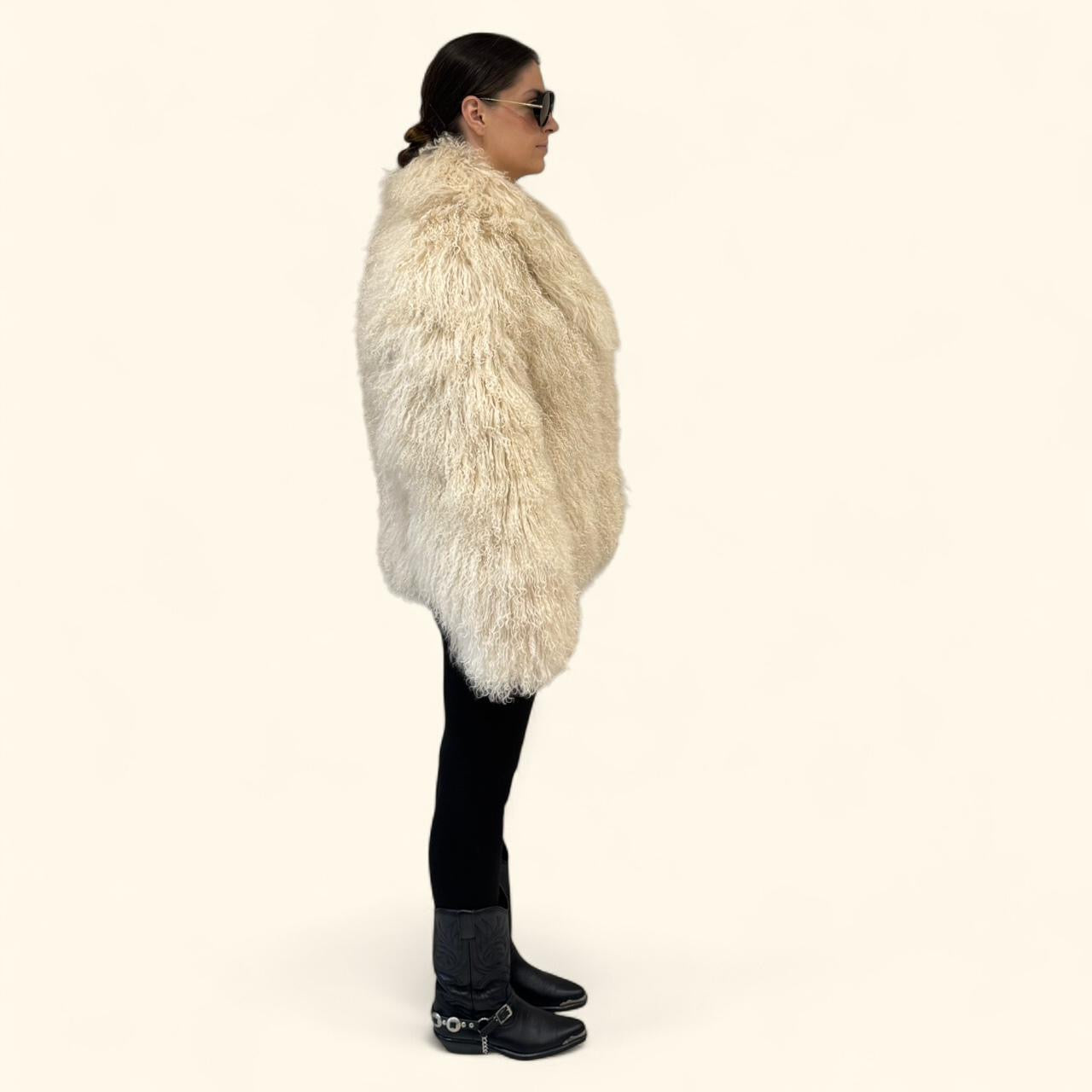 Mongolian Skijor Coat in Buttercream