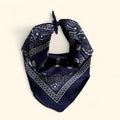 Western paisley bandana scarf in navy blue and white