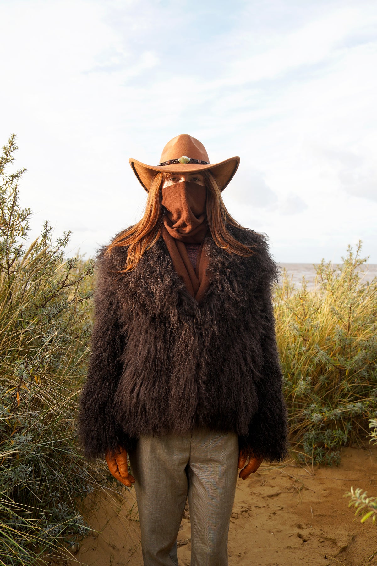 Suedette Cowboy Hat in Tan Brown