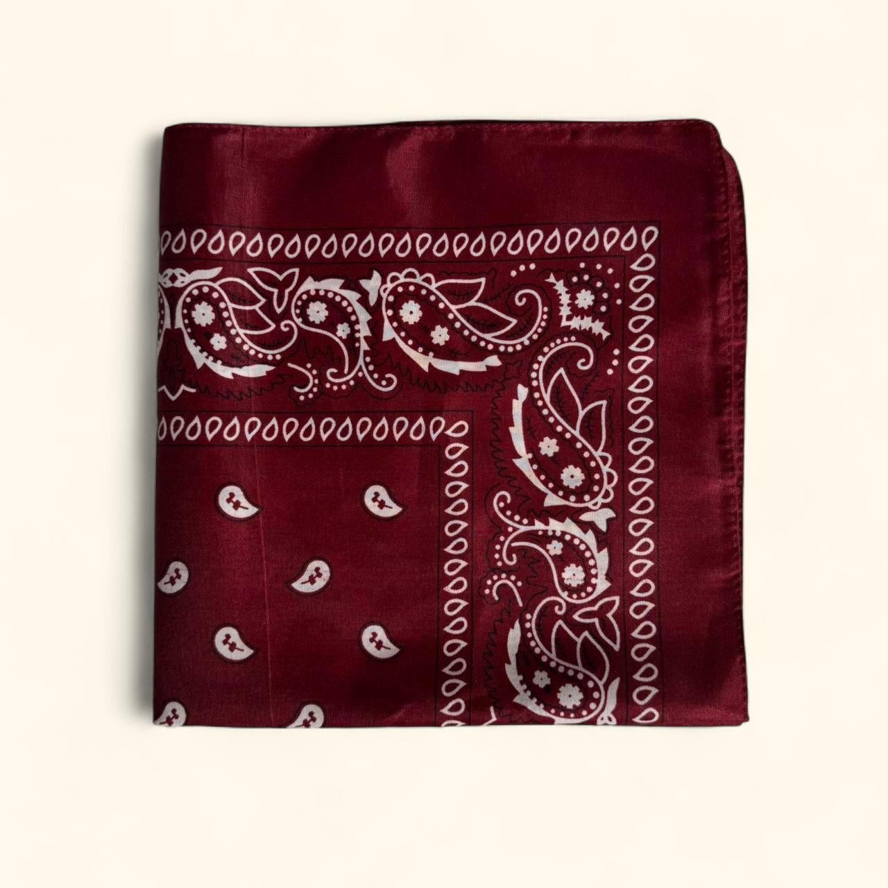 Western paisley bandana scarf in burgundy and white