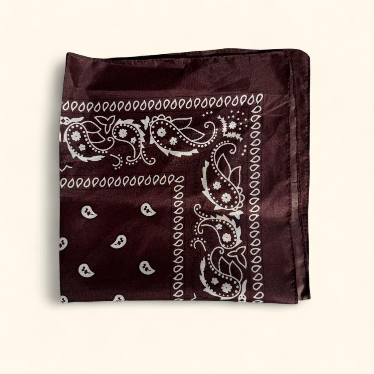Western paisley bandana scarf in dark brown and white