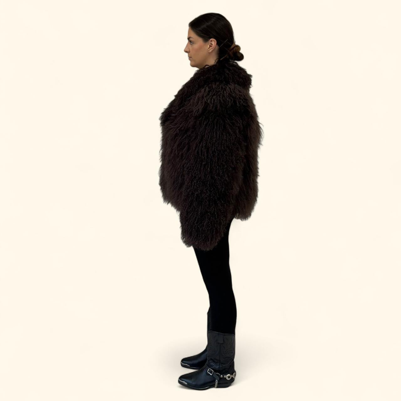 Mongolian Skijor Coat in Chocolate