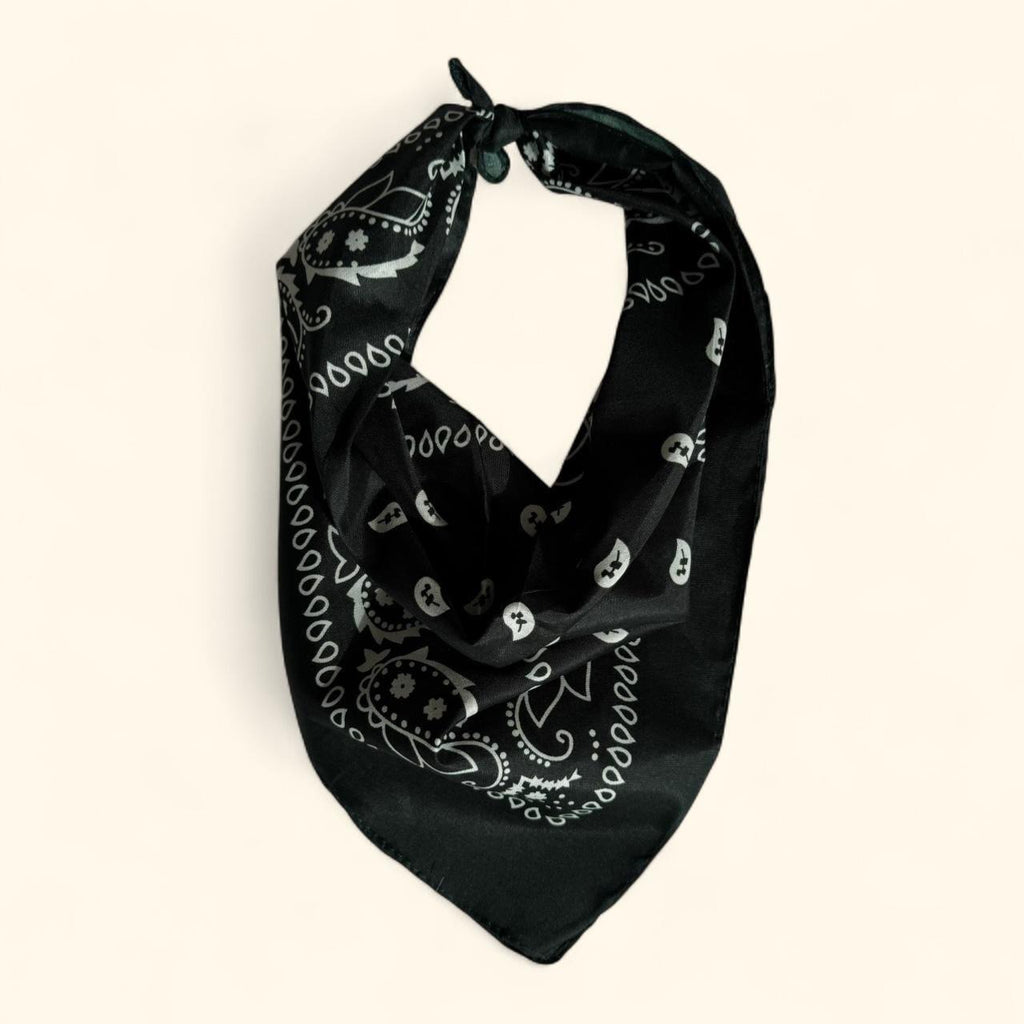 Western paisley bandana scarf in dark green and white