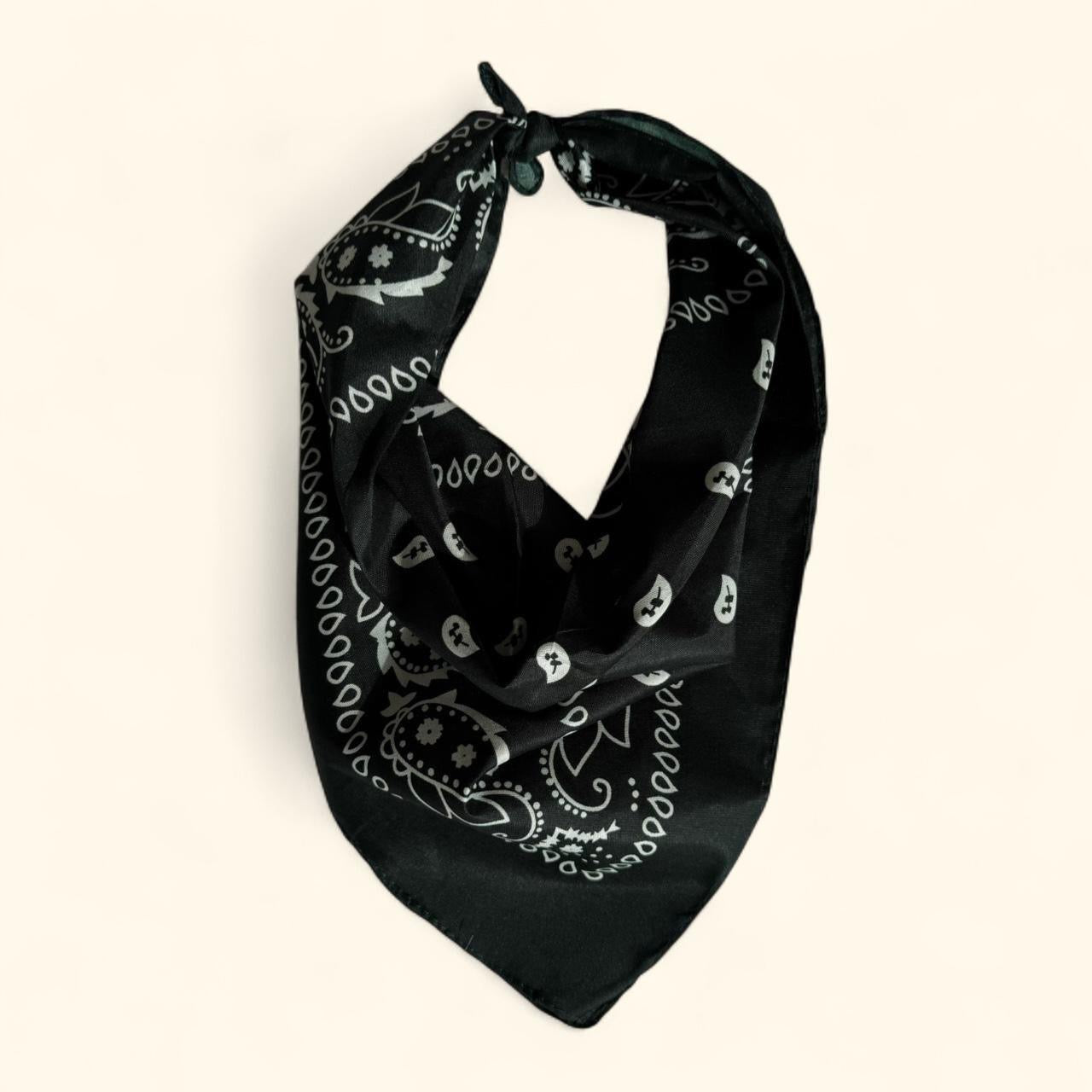 Western paisley bandana scarf in dark green and white