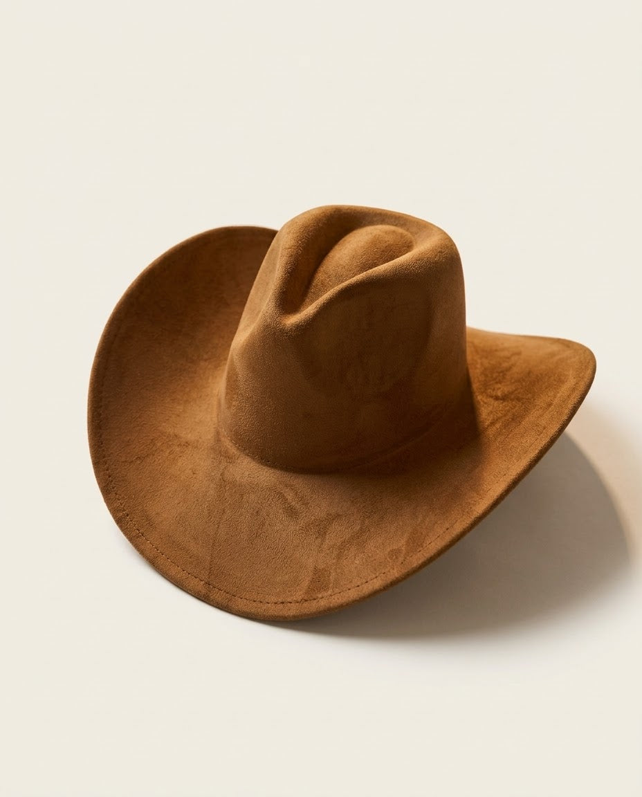 Suedette Cowboy Hat in Tan Brown
