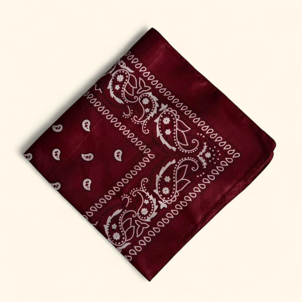 Western paisley bandana scarf in burgundy and white