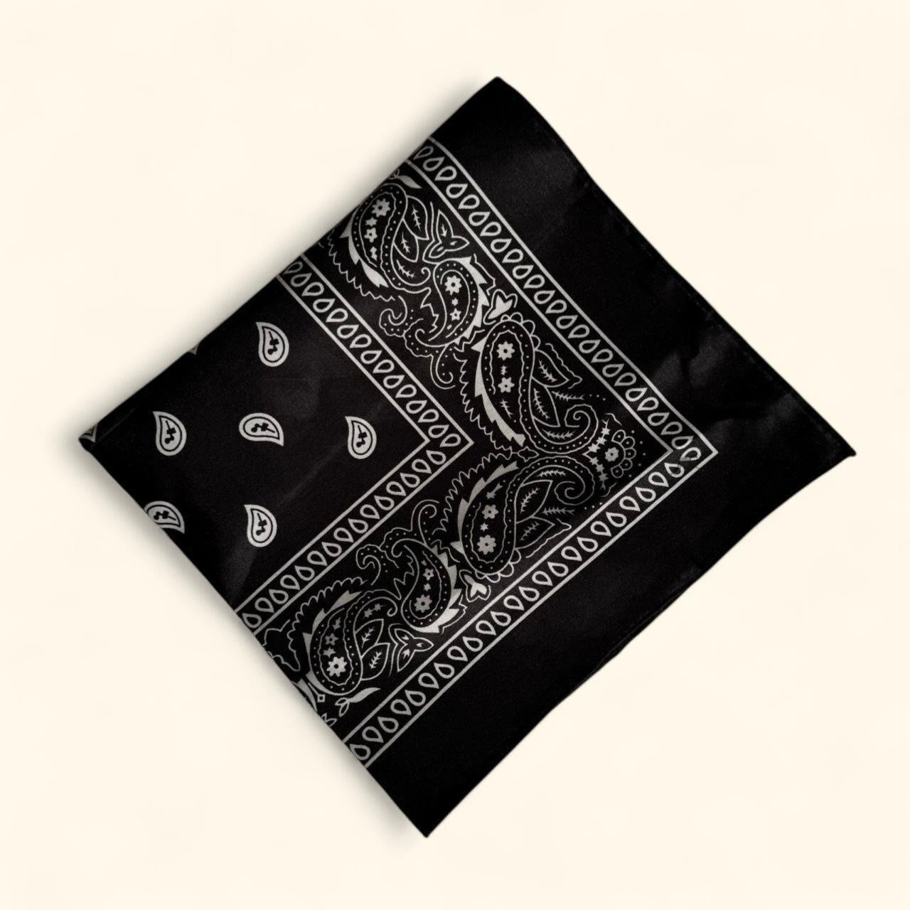 Western paisley bandana scarf in black and white