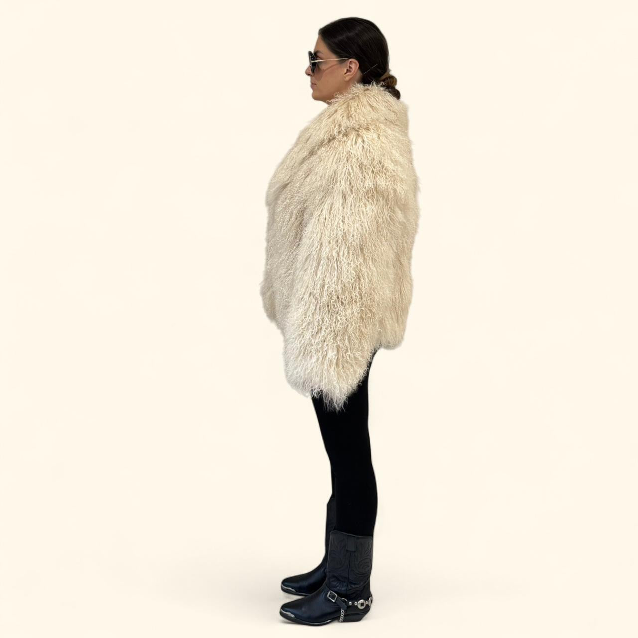 Mongolian Skijor Coat in Buttercream