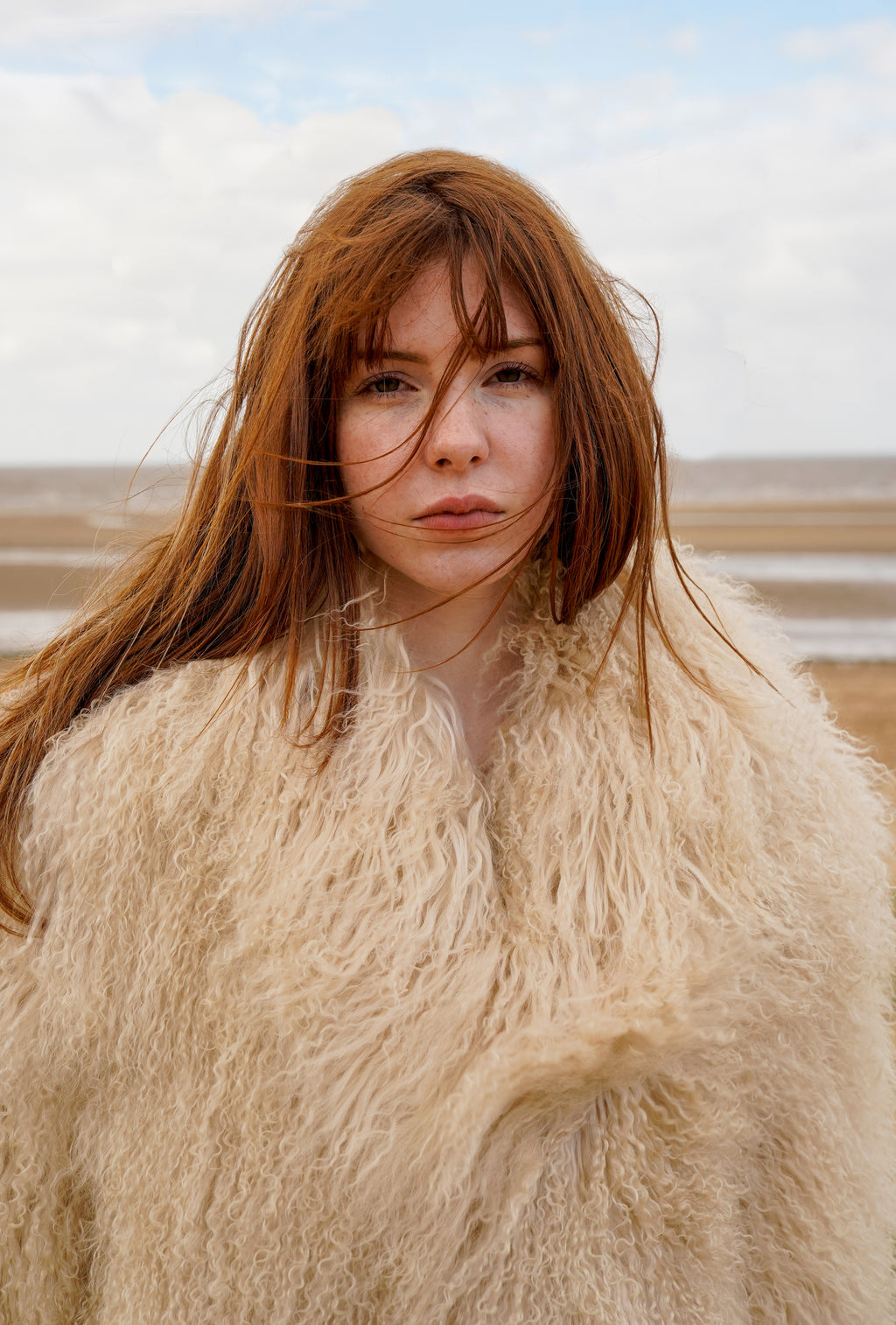 Mongolian Skijor Coat in Buttercream