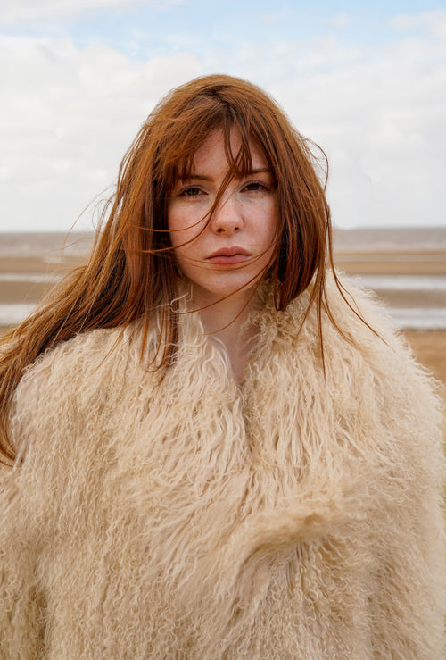 Mongolian Skijor Coat in Buttercream