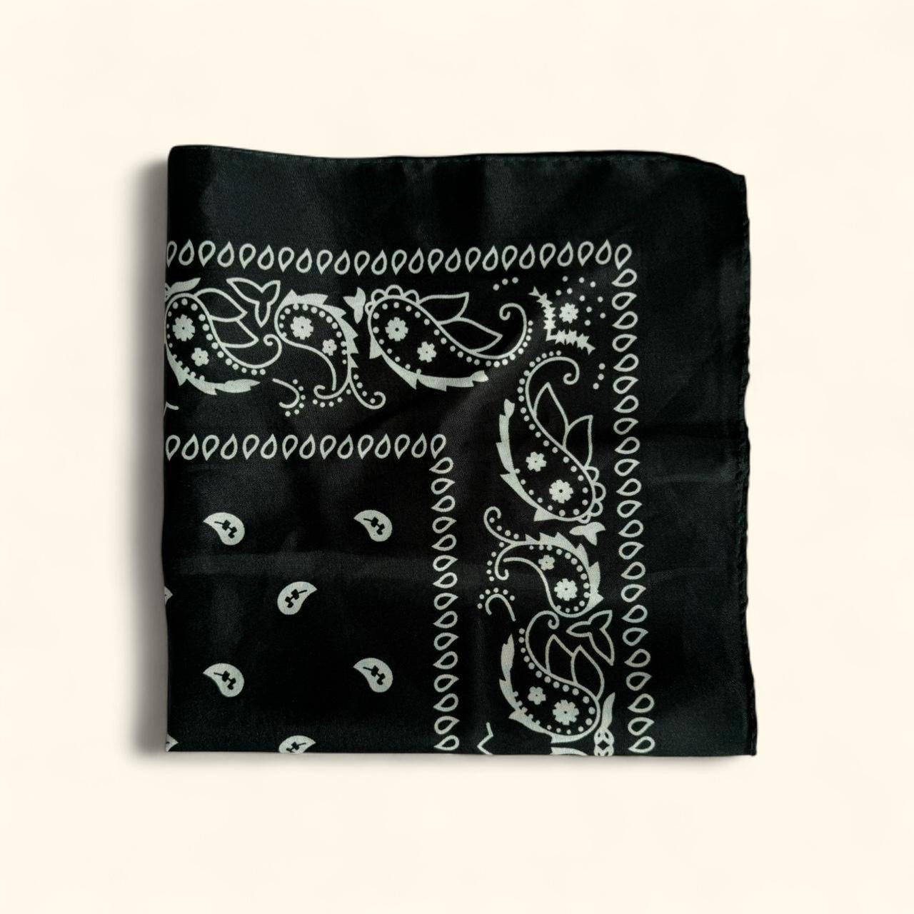 Western paisley bandana scarf in dark green and white