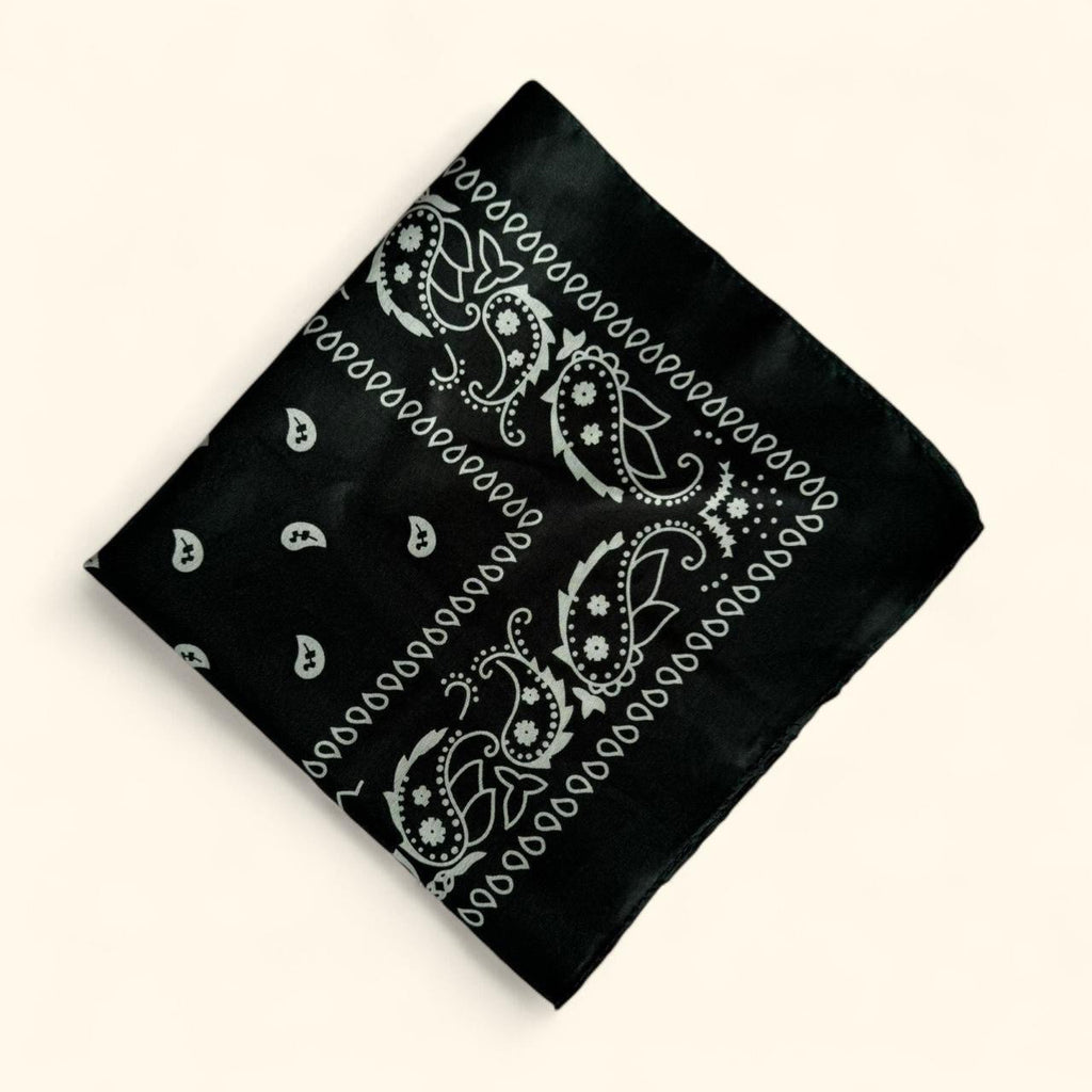 Western paisley bandana scarf in dark green and white