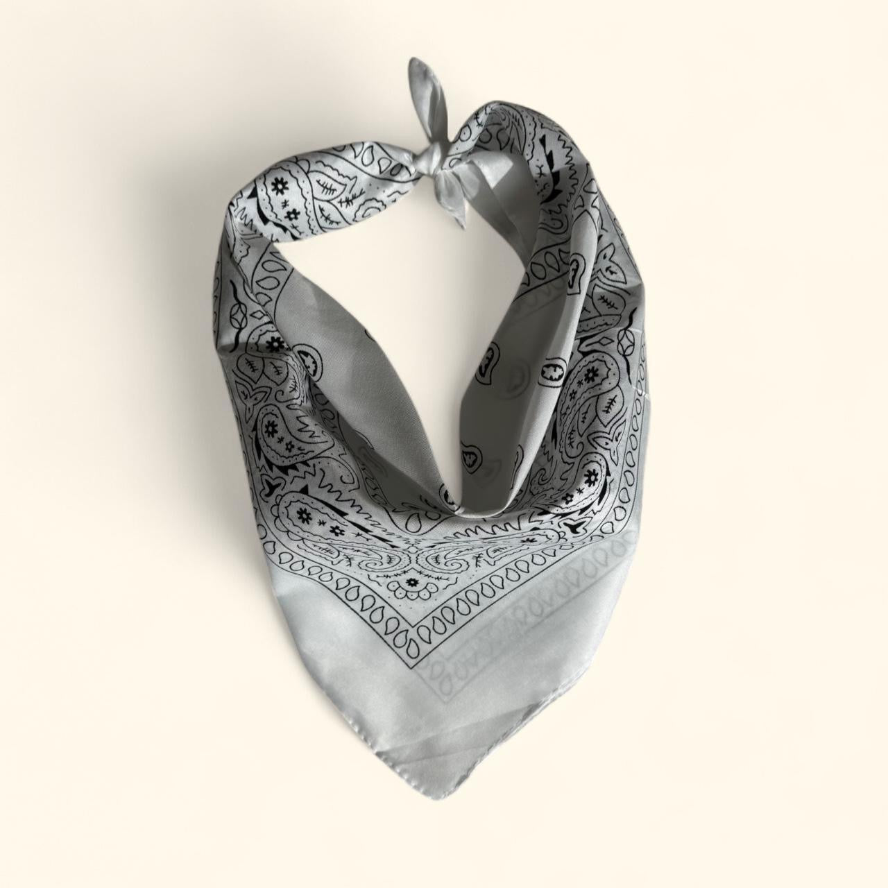 Western paisley bandana scarf in white and black