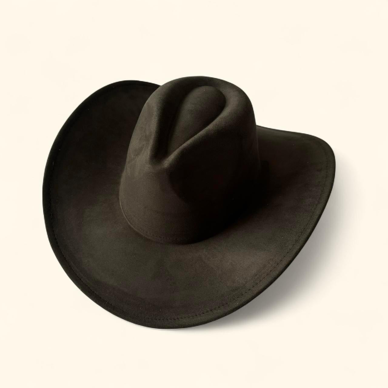 Suedette Cowboy Hat in Khaki Green