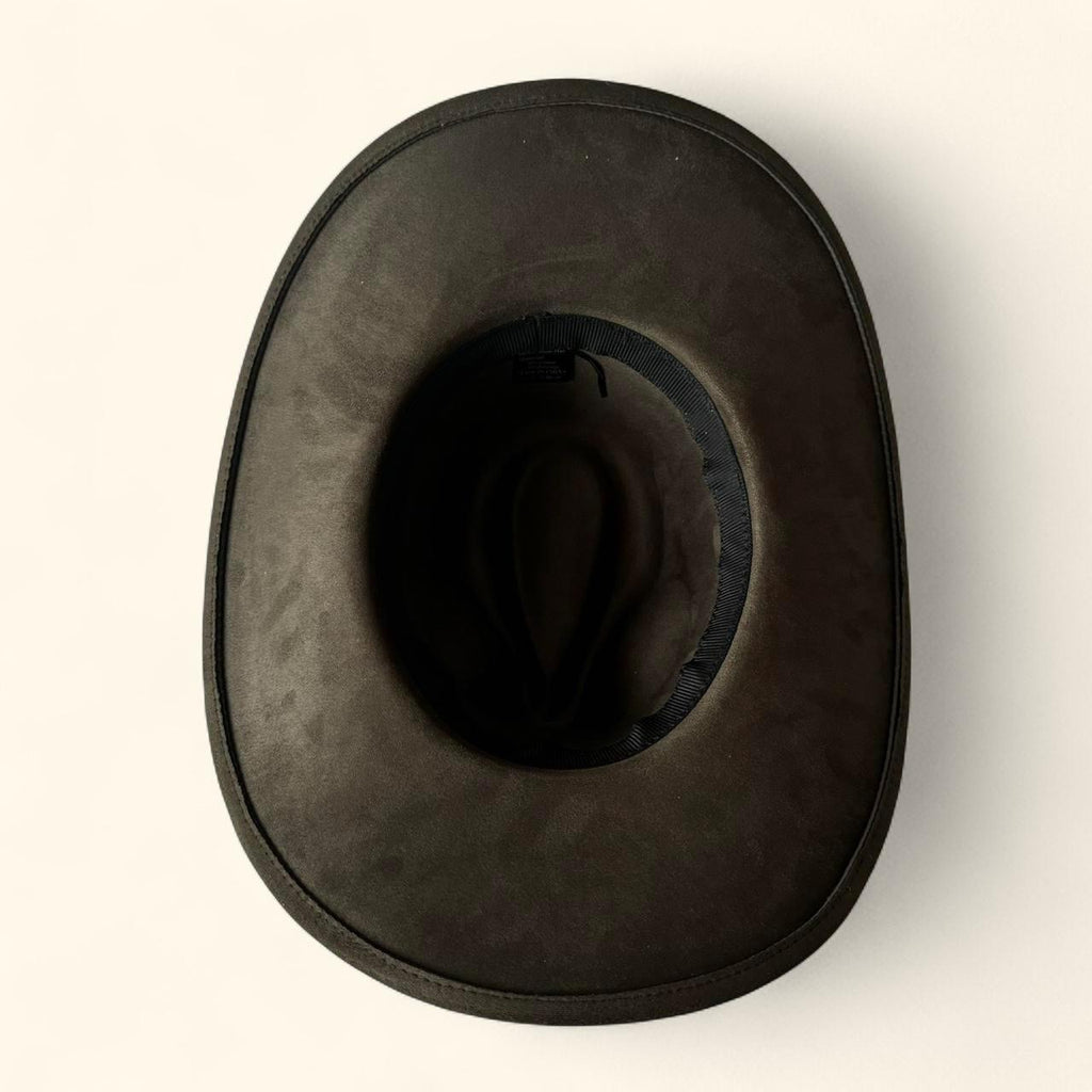 Suedette Cowboy Hat in Khaki Green