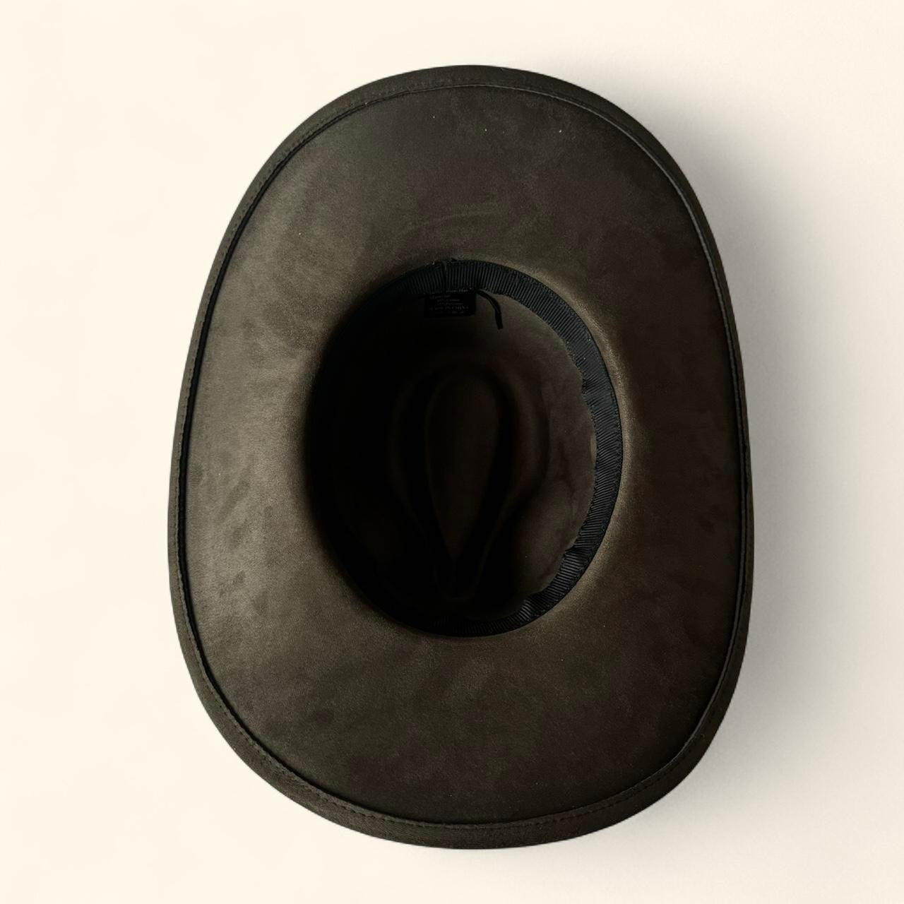 Suedette Cowboy Hat in Khaki Green