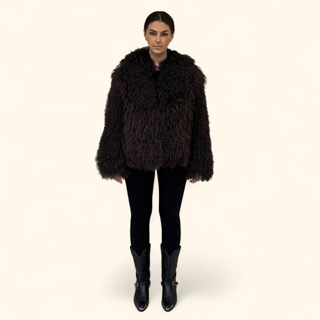 Mongolian Skijor Coat in Chocolate