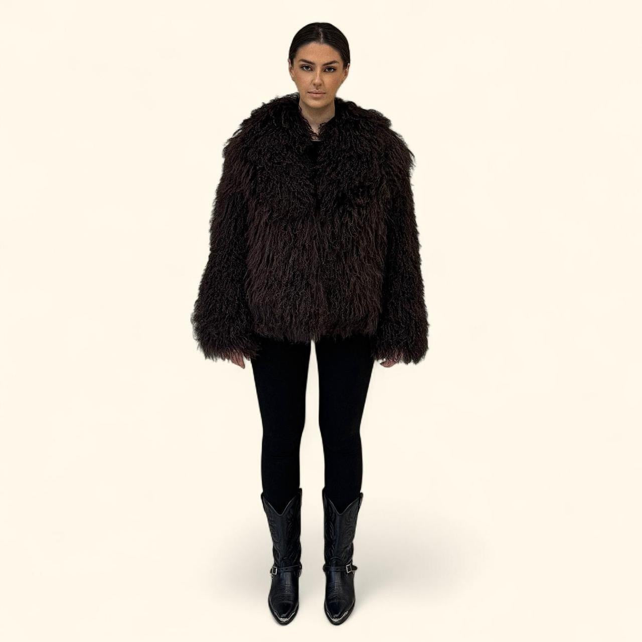 Mongolian Skijor Coat in Chocolate