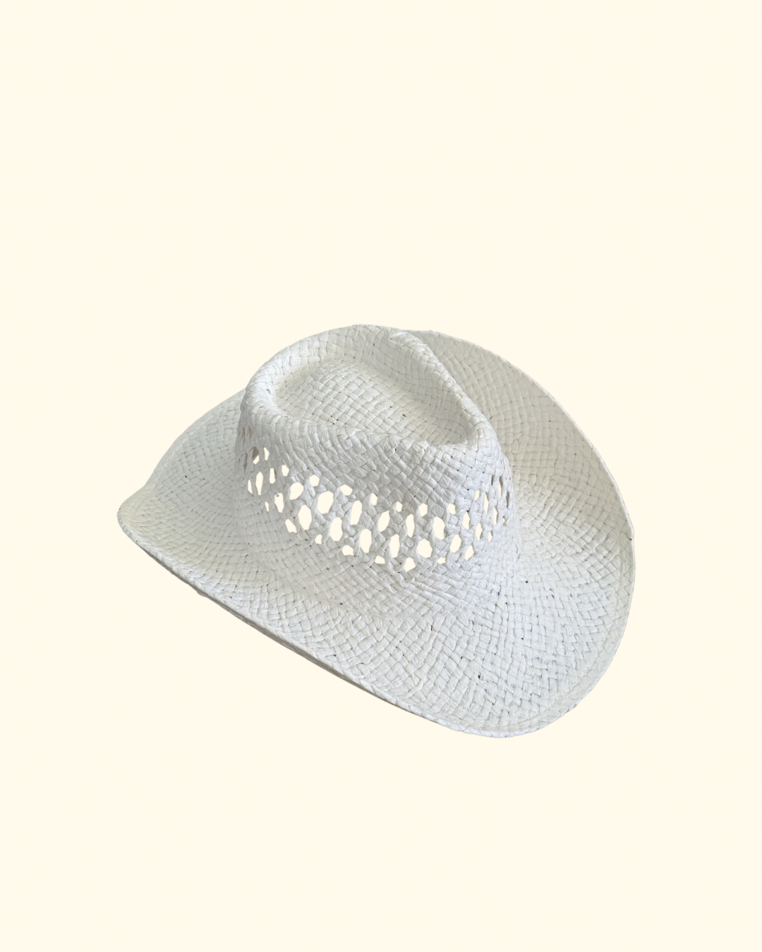 Woven Cowboy Hat in White