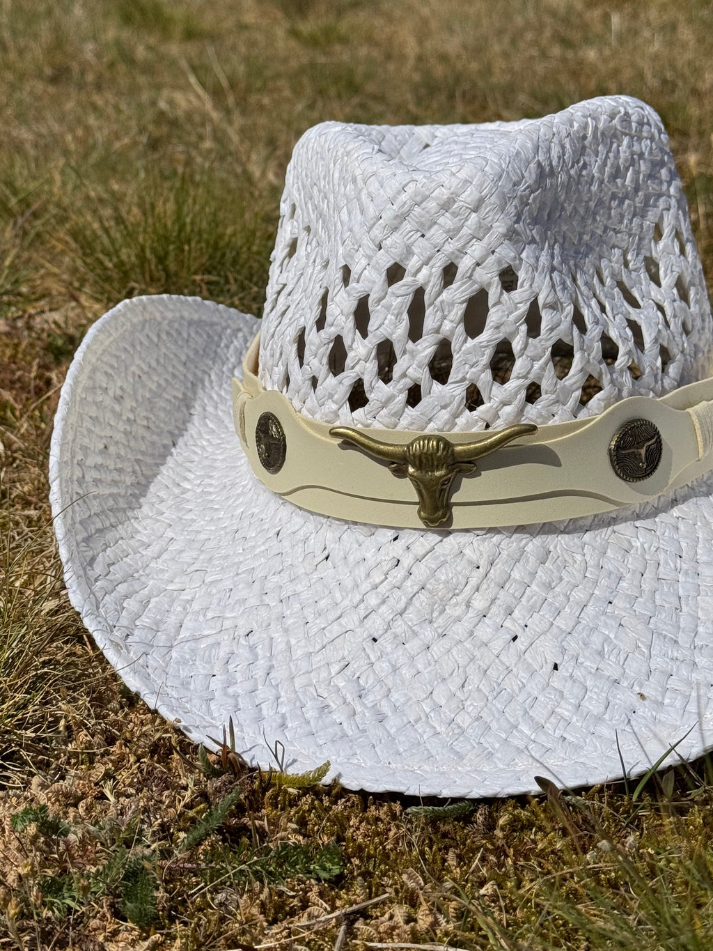 Western Wifey cowboy hat trim in cream and brown