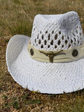 Western Wifey cowboy hat trim in cream and brown